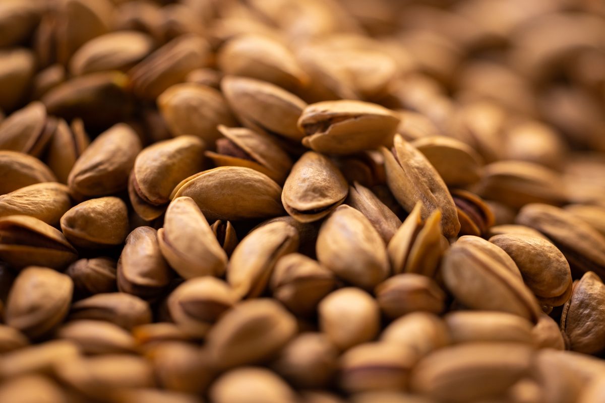 Pistachio kernels in their open shells